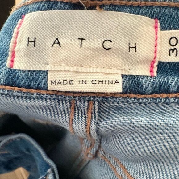 Hatch Jeans Maternity Size 30 Light Blue Distressed Raw Hem Comfort Casual - Picture 5 of 7